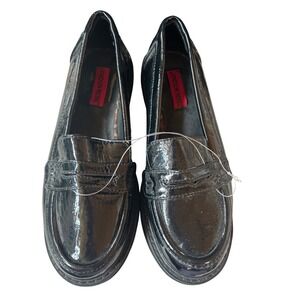 London Rebel LR-DEVON 7 Black Patent Platform Penny Loafers Womens  7